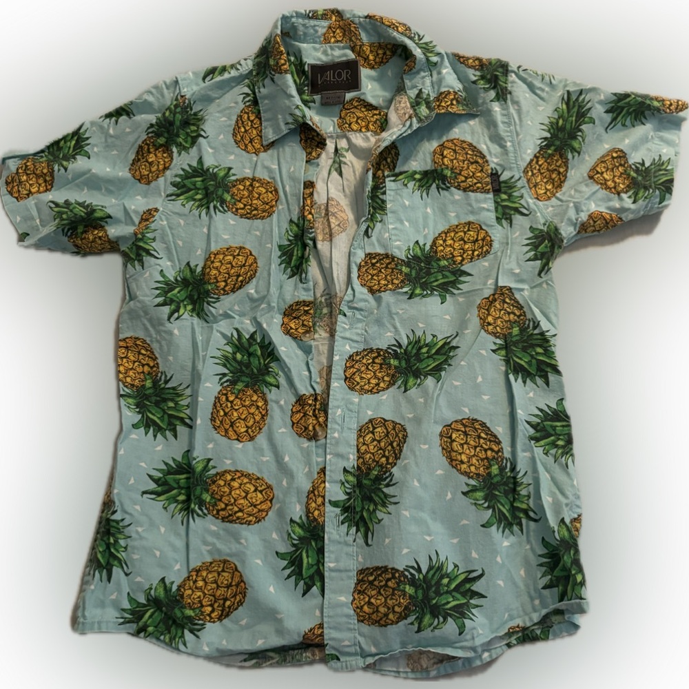 Light blue with pineapples Hawaiian shirt